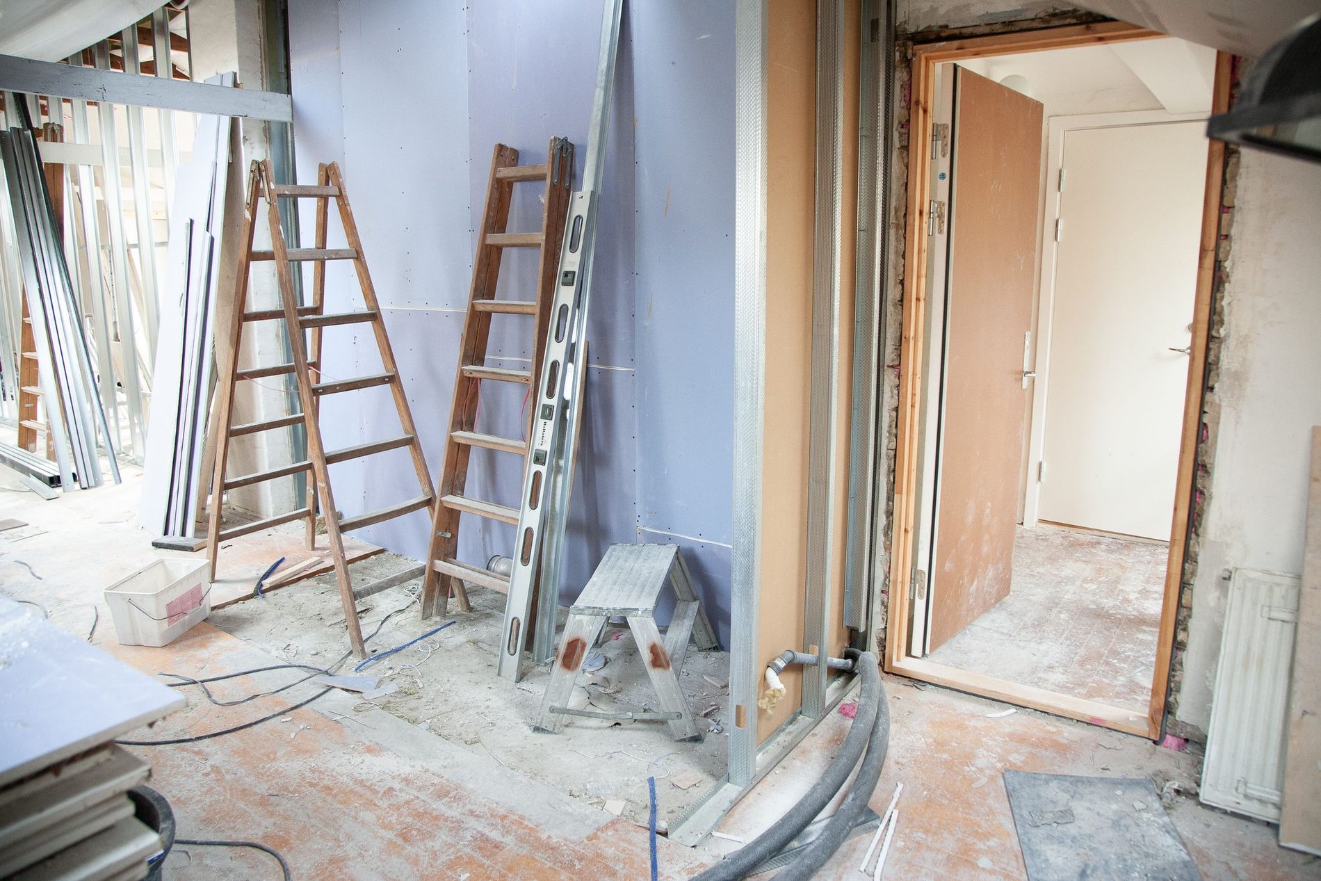First-fix electrical work in progress during a house rewire